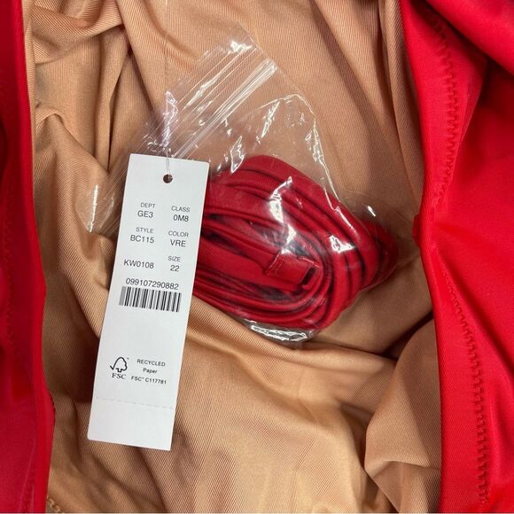 J. Crew Ruched Bandeau One-Piece Swimsuit Women’s 22 Red Strapless Full Coverage - Picture 9 of 10